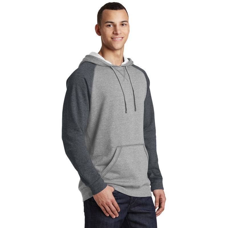 STRAYER District ® Lightweight Fleece Raglan Hoodie-Heathered Grey/ Heathered Charcoal