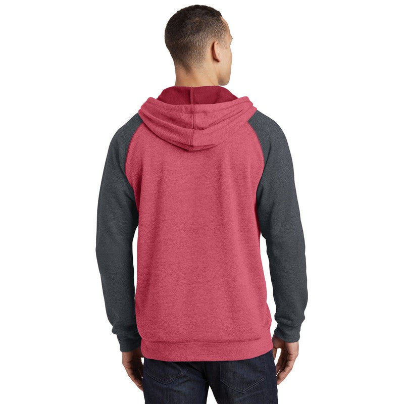 District ® Lightweight Fleece Raglan Hoodie-Heathered Red/ Heathered Charcoal