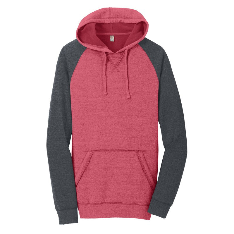 District ® Lightweight Fleece Raglan Hoodie-Heathered Red/ Heathered Charcoal