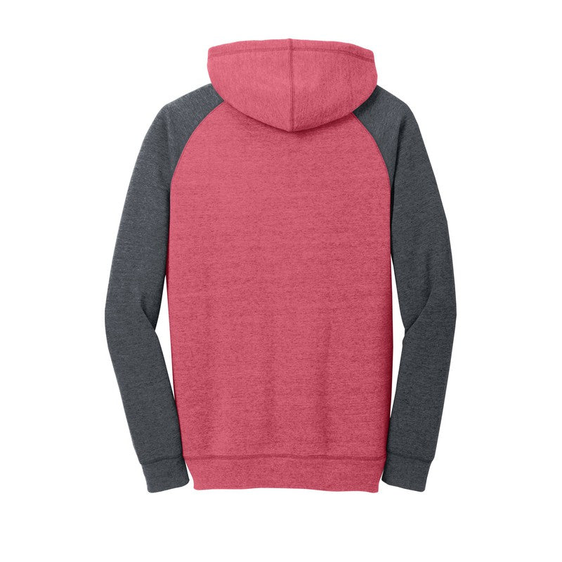 District ® Lightweight Fleece Raglan Hoodie-Heathered Red/ Heathered Charcoal
