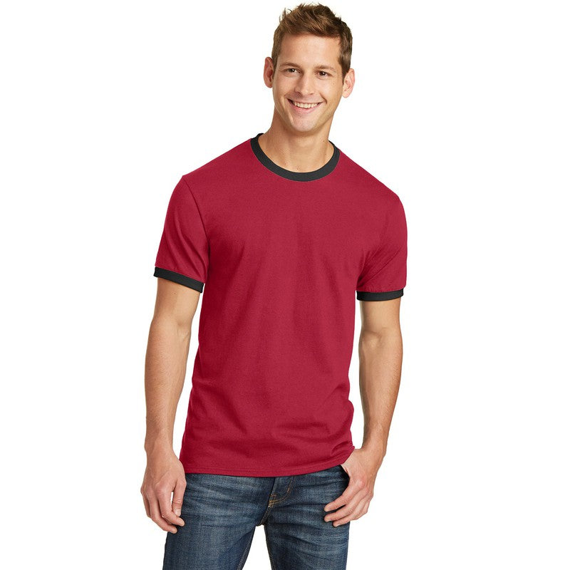 Port & Company® Core Cotton Ringer Tee-Red/ Jet Black