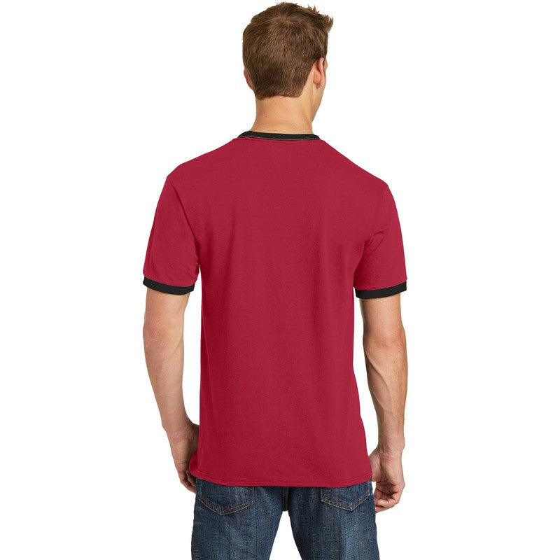 Port & Company® Core Cotton Ringer Tee-Red/ Jet Black