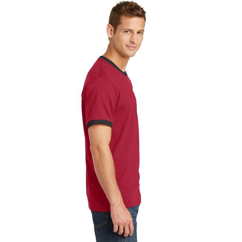 Port & Company® Core Cotton Ringer Tee-Red/ Jet Black