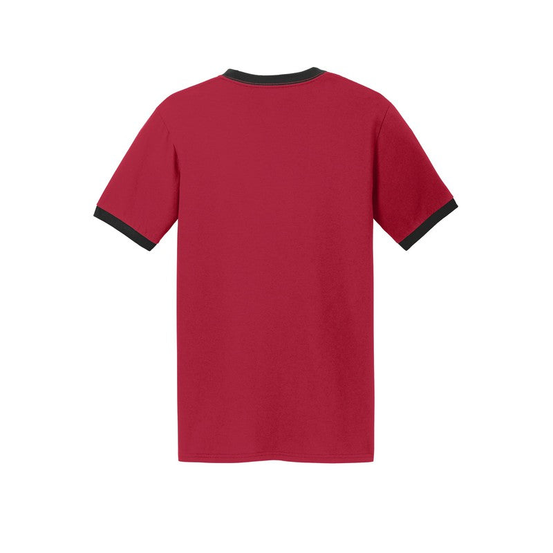 Port & Company® Core Cotton Ringer Tee-Red/ Jet Black