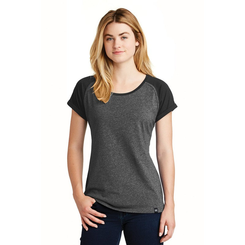 New Era® Ladies Heritage Blend Varsity Tee-Black/ Black Twist