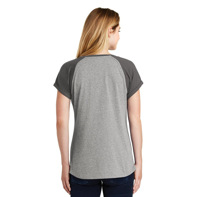 New Era® Ladies Heritage Blend Varsity Tee-Graphite/ Light Graphite Twist