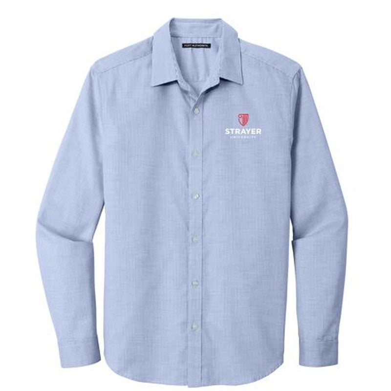 Port Authority ® Pincheck Easy Care Shirt-Blue Horizon/ White