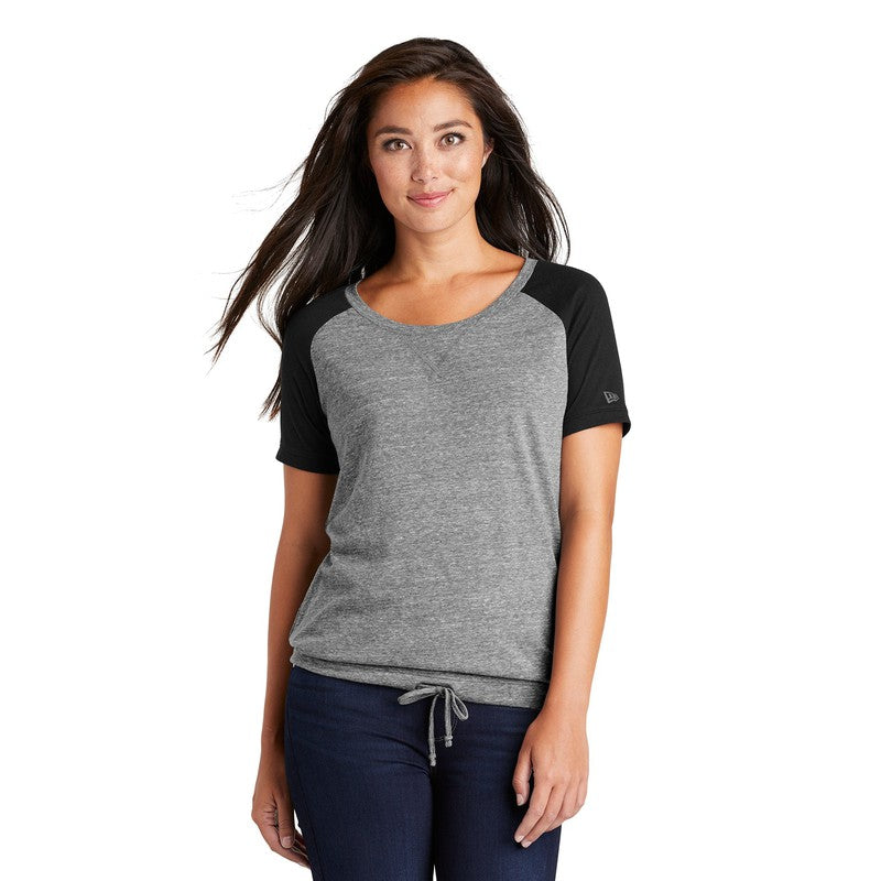New Era Ladies Tri-Blend Performance Cinch Tee - Shadow Grey/ Black