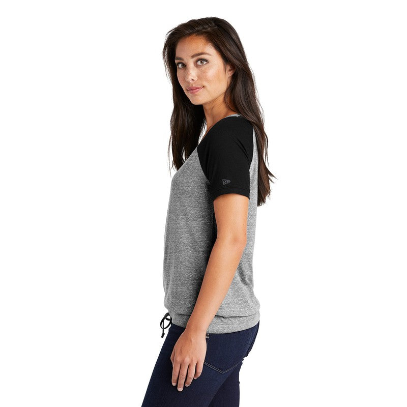 New Era Ladies Tri-Blend Performance Cinch Tee - Shadow Grey/ Black