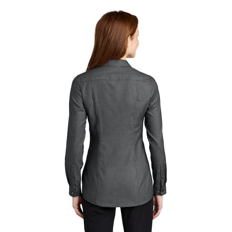 Port Authority ® Ladies Pincheck Easy Care Shirt-Black/ Grey Steel