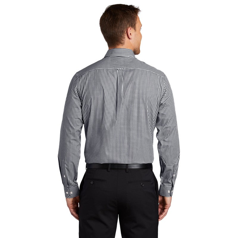 Port Authority ® Broadcloth Gingham Easy Care Shirt-Black/ White