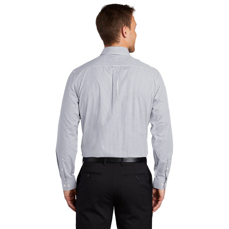 Port Authority ® Broadcloth Gingham Easy Care Shirt-Gusty Grey/ White