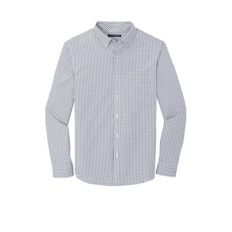 Port Authority ® Broadcloth Gingham Easy Care Shirt-Gusty Grey/ White