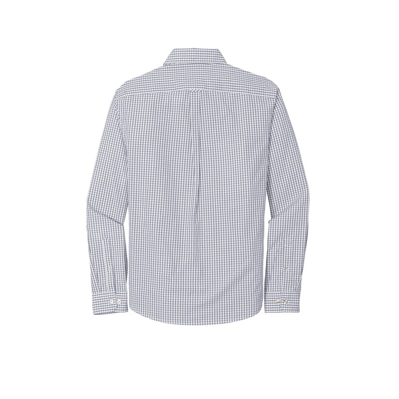 Port Authority ® Broadcloth Gingham Easy Care Shirt-Gusty Grey/ White