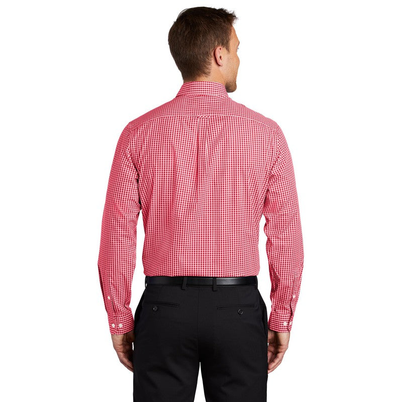 Port Authority ® Broadcloth Gingham Easy Care Shirt-Rich Red/ White