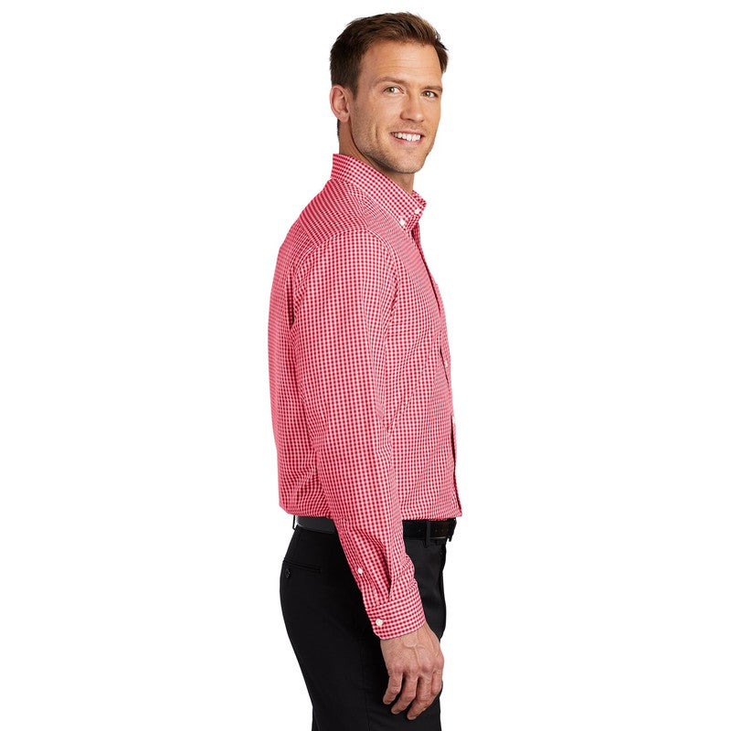 Port Authority ® Broadcloth Gingham Easy Care Shirt-Rich Red/ White