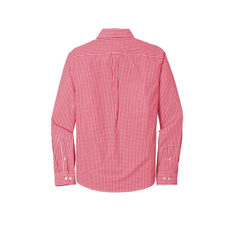 Port Authority ® Broadcloth Gingham Easy Care Shirt-Rich Red/ White