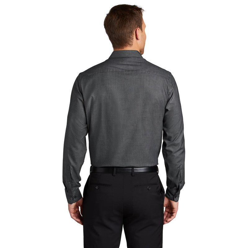 Port Authority ® Pincheck Easy Care Shirt-Black/ Grey Steel