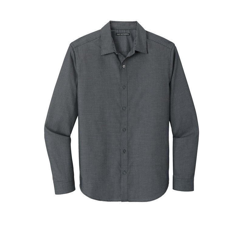 Port Authority ® Pincheck Easy Care Shirt-Black/ Grey Steel