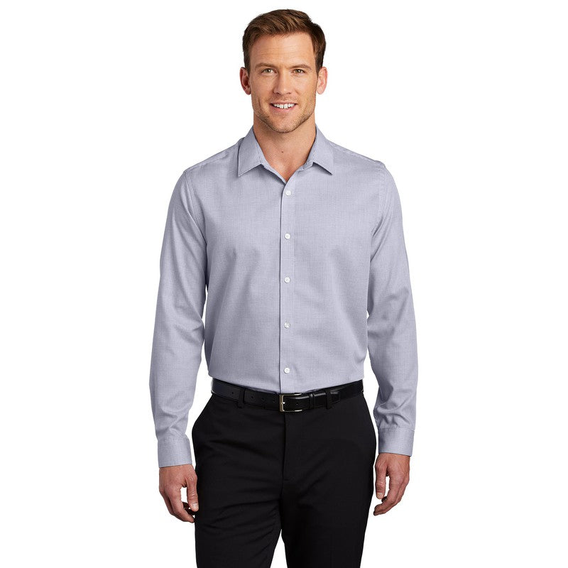 Port Authority ® Pincheck Easy Care Shirt-Gusty Grey/ White