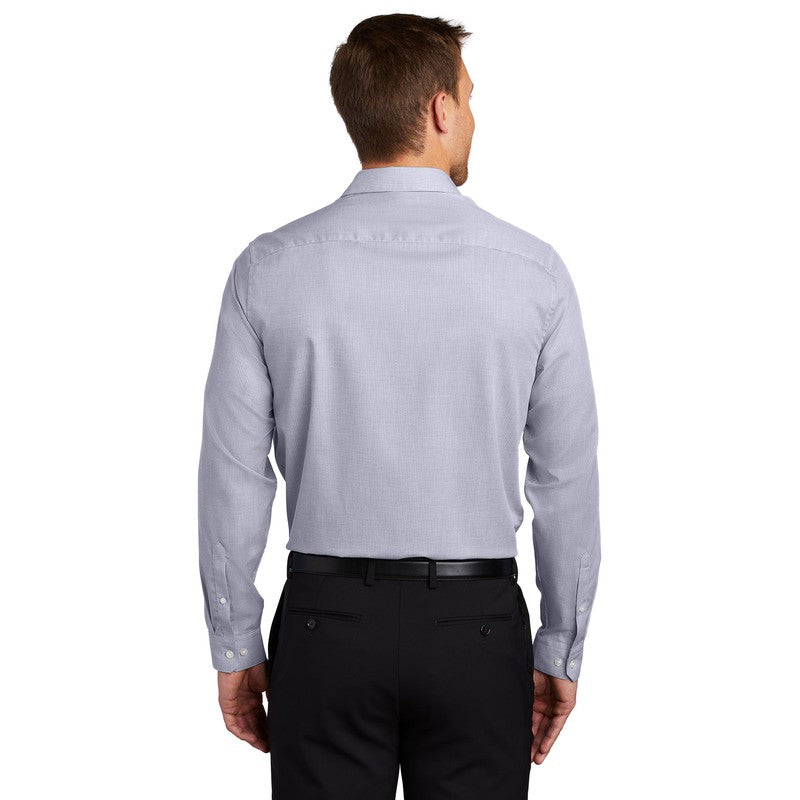 Port Authority ® Pincheck Easy Care Shirt-Gusty Grey/ White