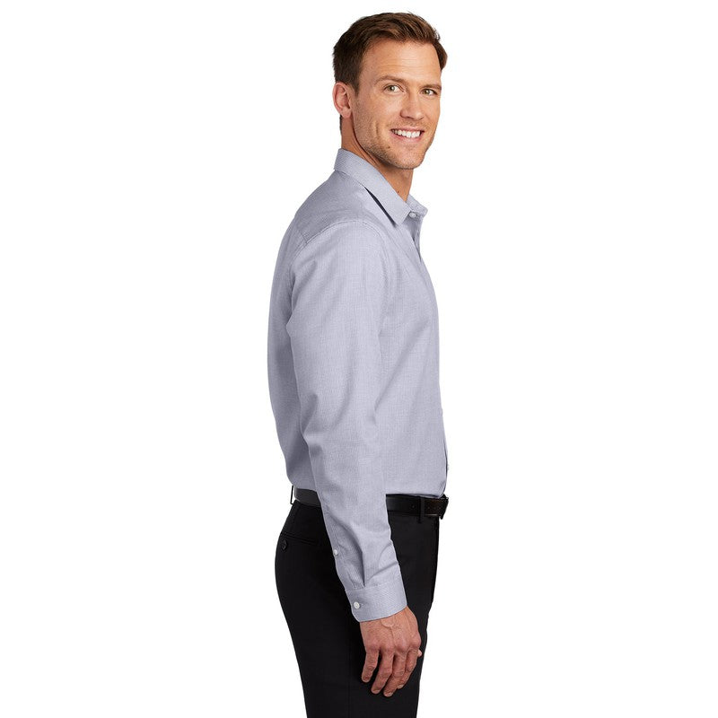 Port Authority ® Pincheck Easy Care Shirt-Gusty Grey/ White