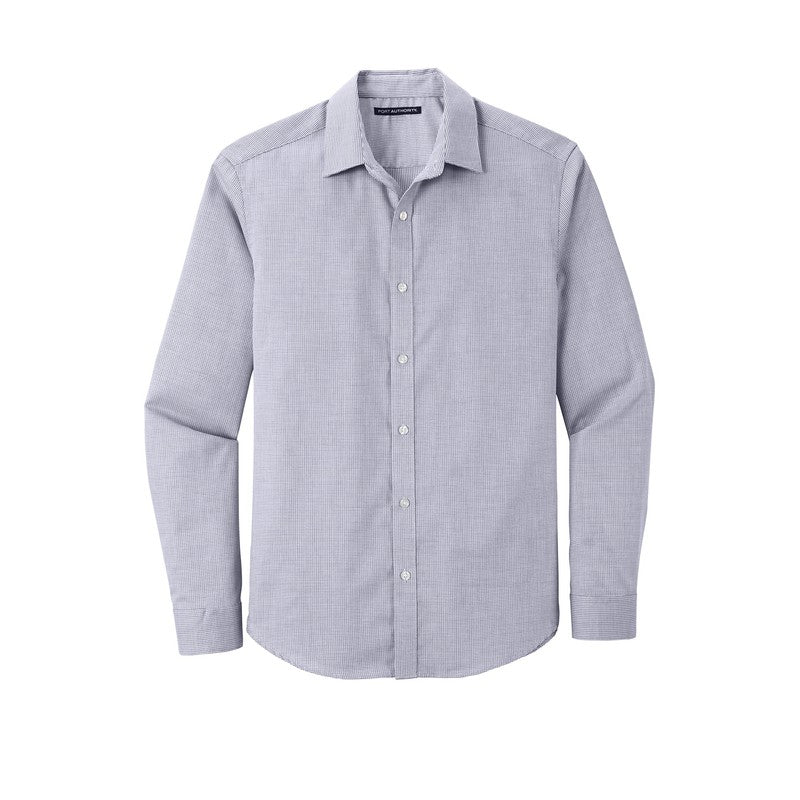 Port Authority ® Pincheck Easy Care Shirt-Gusty Grey/ White