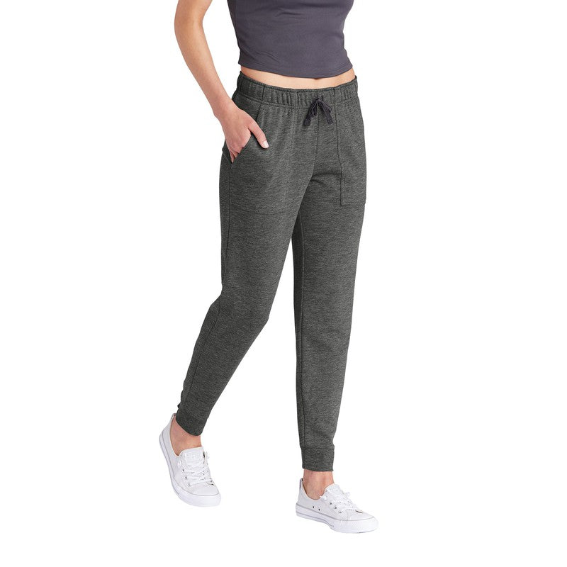 STRAYER Sport-Tek ® Ladies PosiCharge ® Tri-Blend Wicking Fleece Jogger-Dark Grey Heather
