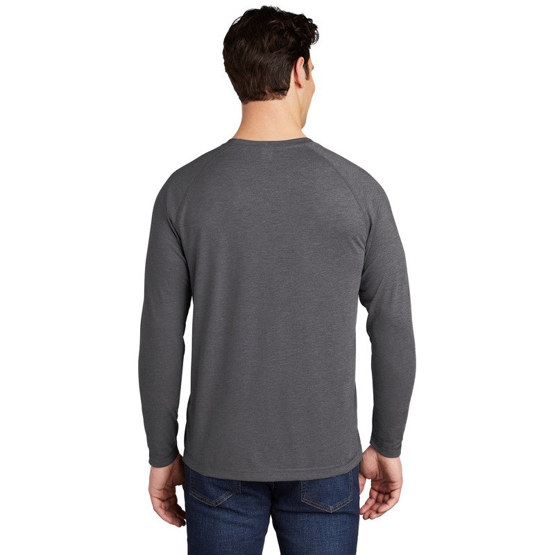 Sport-Tek ® PosiCharge ® Long Sleeve Tri-Blend Wicking Raglan Tee-DARK GREY HEATHER