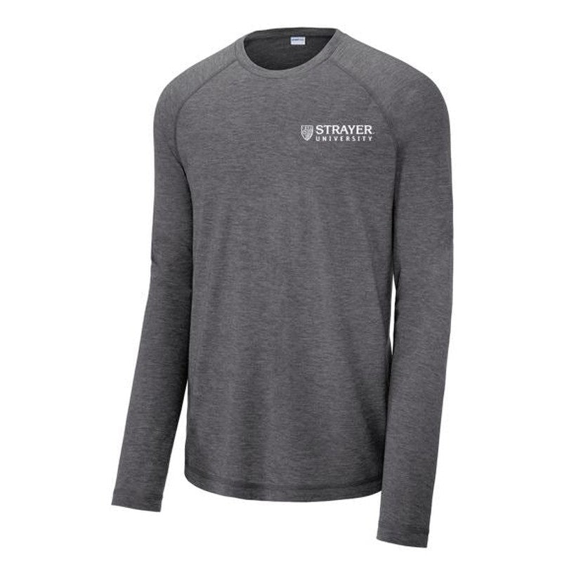 Sport-Tek ® PosiCharge ® Long Sleeve Tri-Blend Wicking Raglan Tee-DARK GREY HEATHER