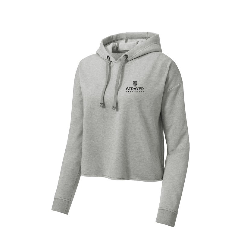 Sport-Tek Ladies PosiCharge Tri-Blend Wicking Fleece Crop Hooded Pullover