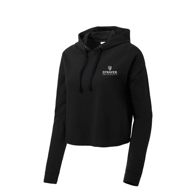 Sport-Tek Ladies PosiCharge Tri-Blend Wicking Fleece Crop Hooded Pullover