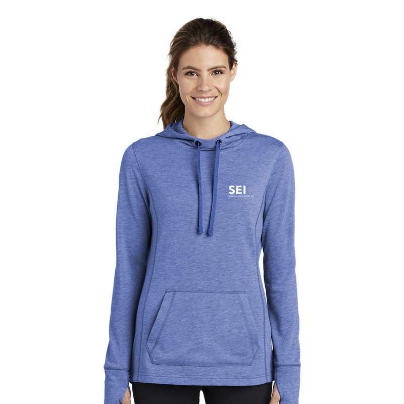 SEI - Sport-Tek Ladies PosiCharge Tri-Blend Wicking Fleece Hooded Pullover - True Royal Heather