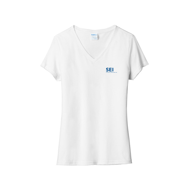 SEI - Port & Company Ladies Fan Favorite Blend V-Neck Tee - White