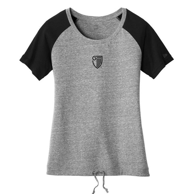 New Era Ladies Tri-Blend Performance Cinch Tee - Shadow Grey/ Black