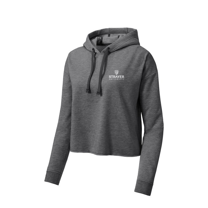 Sport-Tek Ladies PosiCharge Tri-Blend Wicking Fleece Crop Hooded Pullover