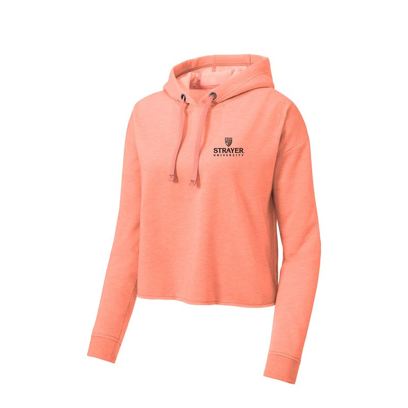 Sport-Tek Ladies PosiCharge Tri-Blend Wicking Fleece Crop Hooded Pullover