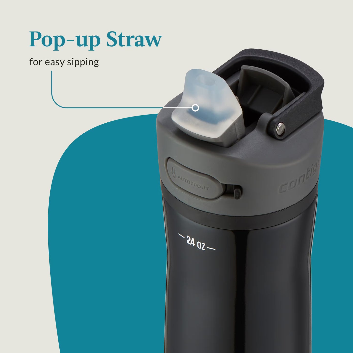 STRAYER Contigo® Ashland Chill 2.0 Stainless Steel Water Bottle with AUTOSPOUT® Lid, 24oz - Licorice