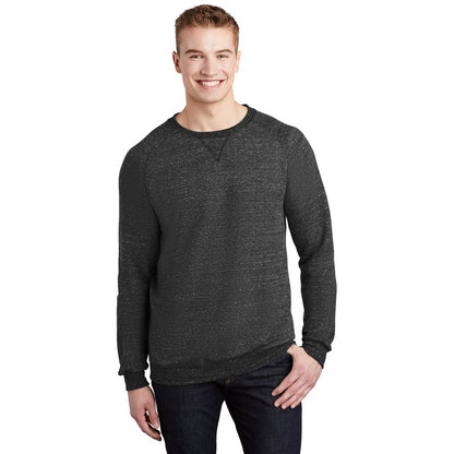 NEW STRAYER JERZEES ® Snow Heather French Terry Raglan Crew-BLACK