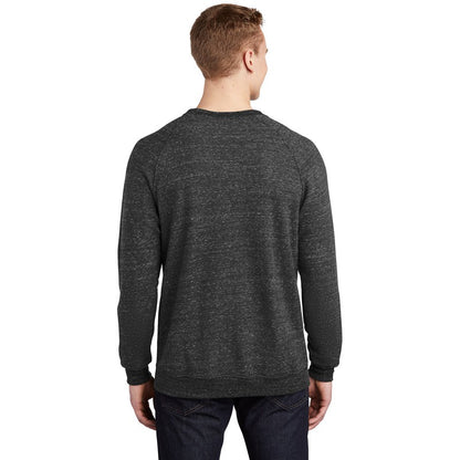 NEW STRAYER JERZEES ® Snow Heather French Terry Raglan Crew-BLACK