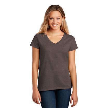 NEW STRAYER District ® Women’s Re-Tee ® V-Neck - Deep Brown Heather