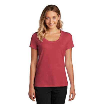 NEW STRAYER District ® Women’s Flex Scoop Neck Tee- Heathered Red