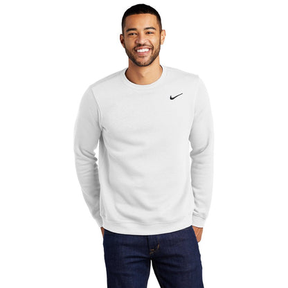 NEW STRAYER Nike Club Fleece Crew- White