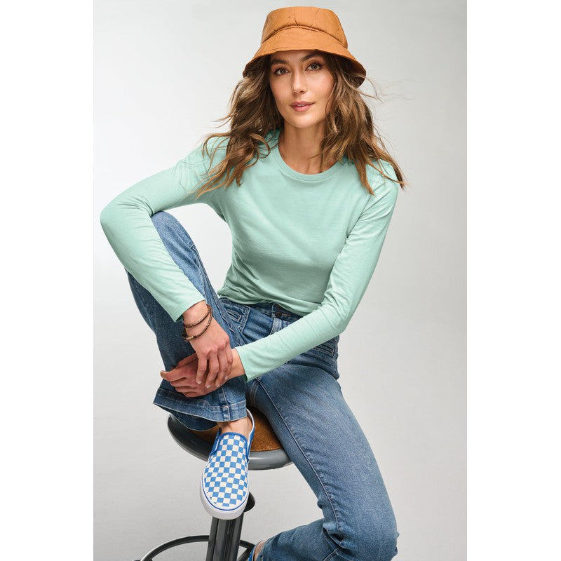 STRAYER District® Women’s Perfect Blend® CVC Long Sleeve Tee - Heathered Dusty Sage