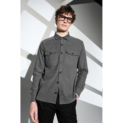 NEW STRAYER Mercer+Mettle™ Long Sleeve Twill Overshirt - Light Anchor Grey Heather