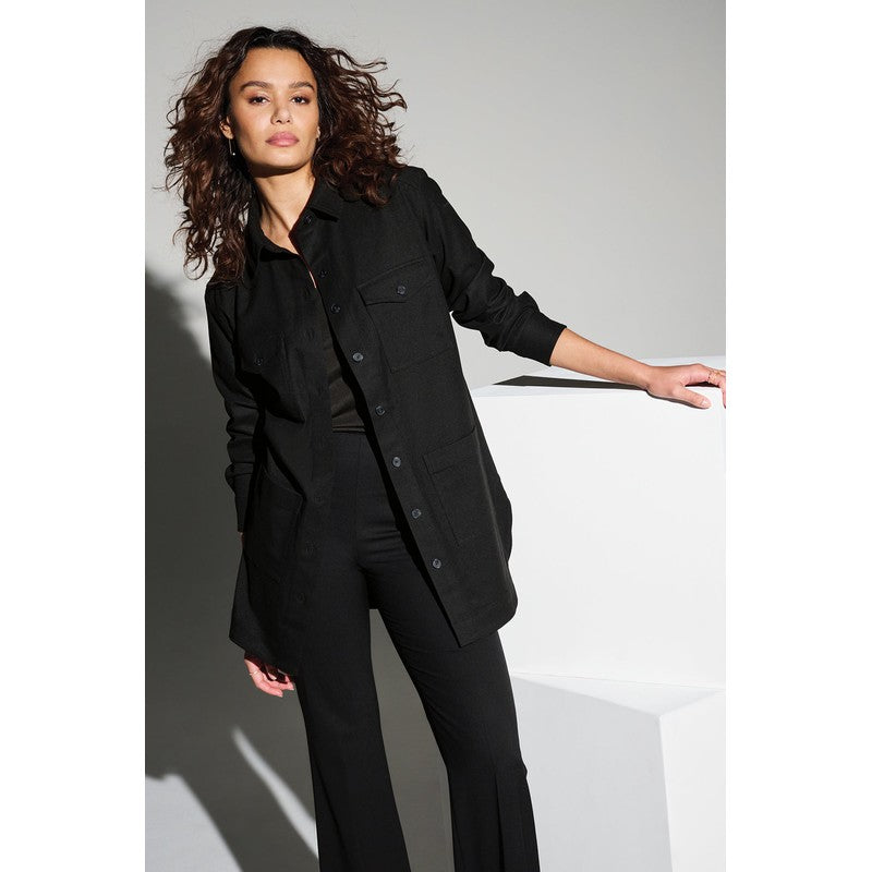 NEW STRAYER Mercer+Mettle™ Women’s Long Sleeve Twill Overshirt - Deep Black
