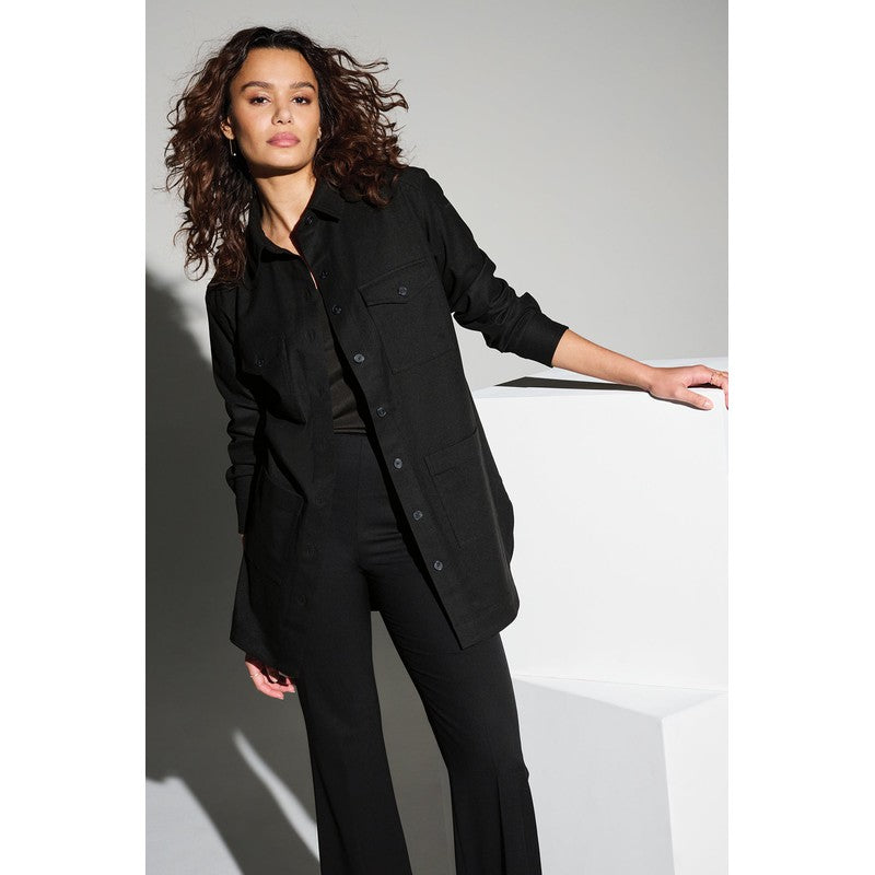 STRAYER Mercer+Mettle™ Women’s Long Sleeve Twill Overshirt - Deep Black