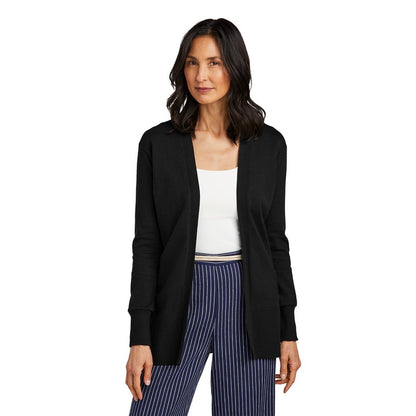 NEW STRAYER Brooks Brothers® Women’s Cotton Stretch Long Cardigan Sweater - Deep Black