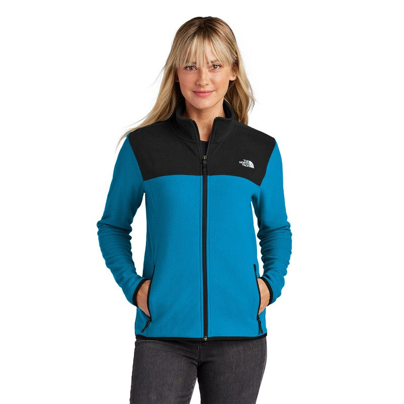 NEW STRAYER The North Face® Ladies Glacier Full-Zip Fleece Jacket - Hero Blue/ TNF Black