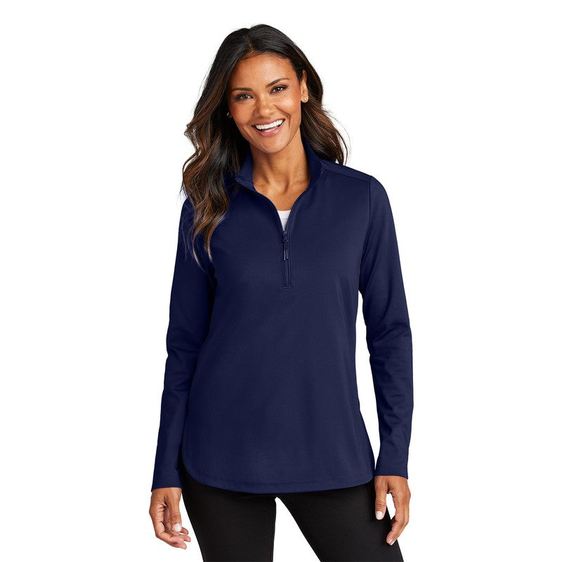 STRAYER Port Authority® Ladies C-FREE® Double Knit 1/4-Zip - True Navy